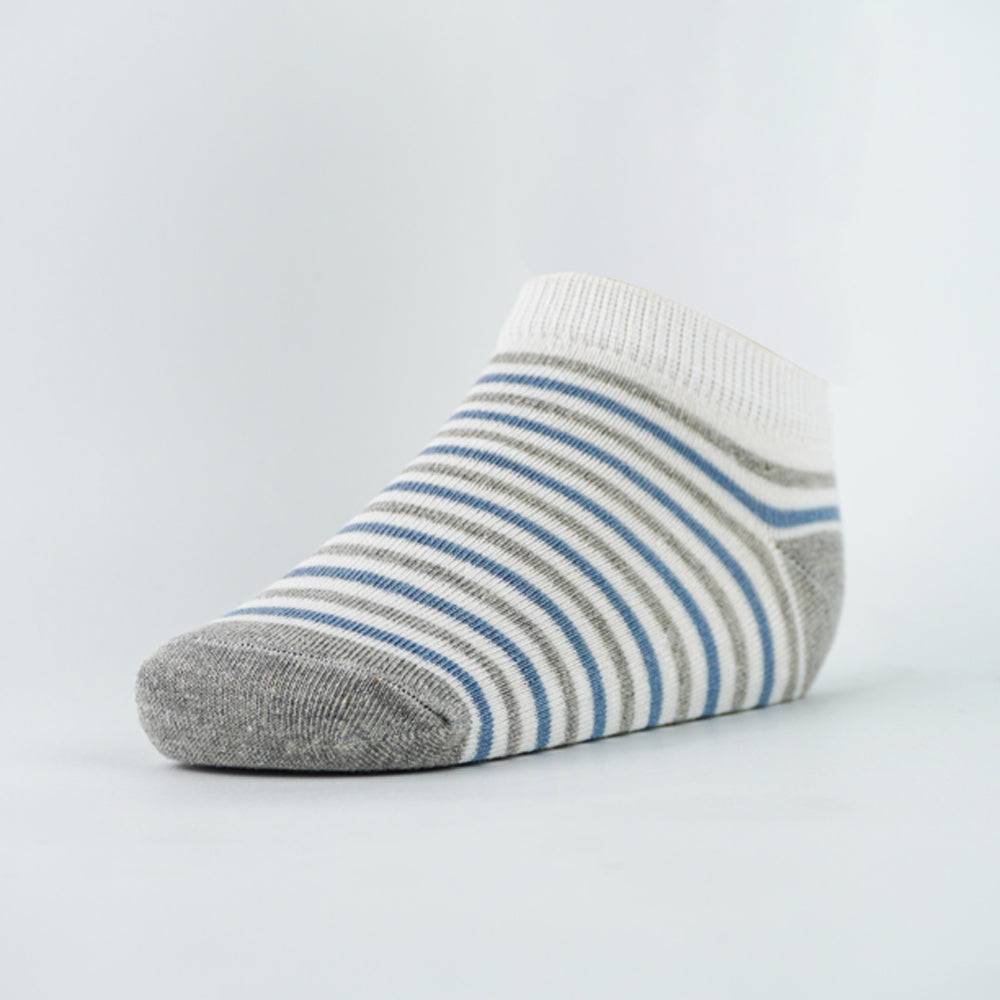 Boys Light Blue Striped Ankle Socks