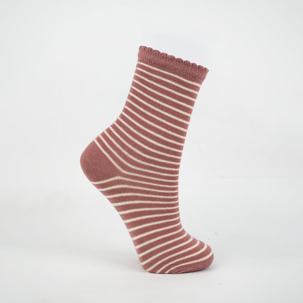 Beige Dachshund & Striped Crew Socks for Girls