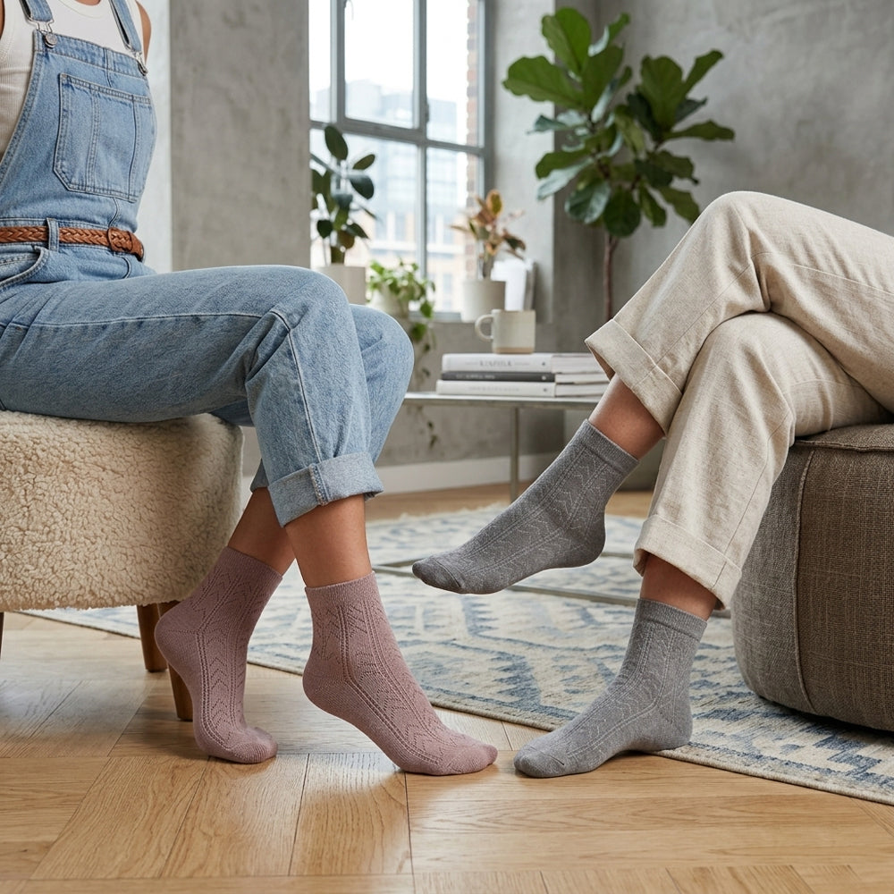 Premium Pointelle Knit Ankle Socks