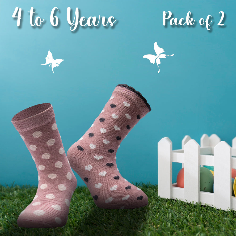 Pack of 2 - Girls Cotton Crew Socks