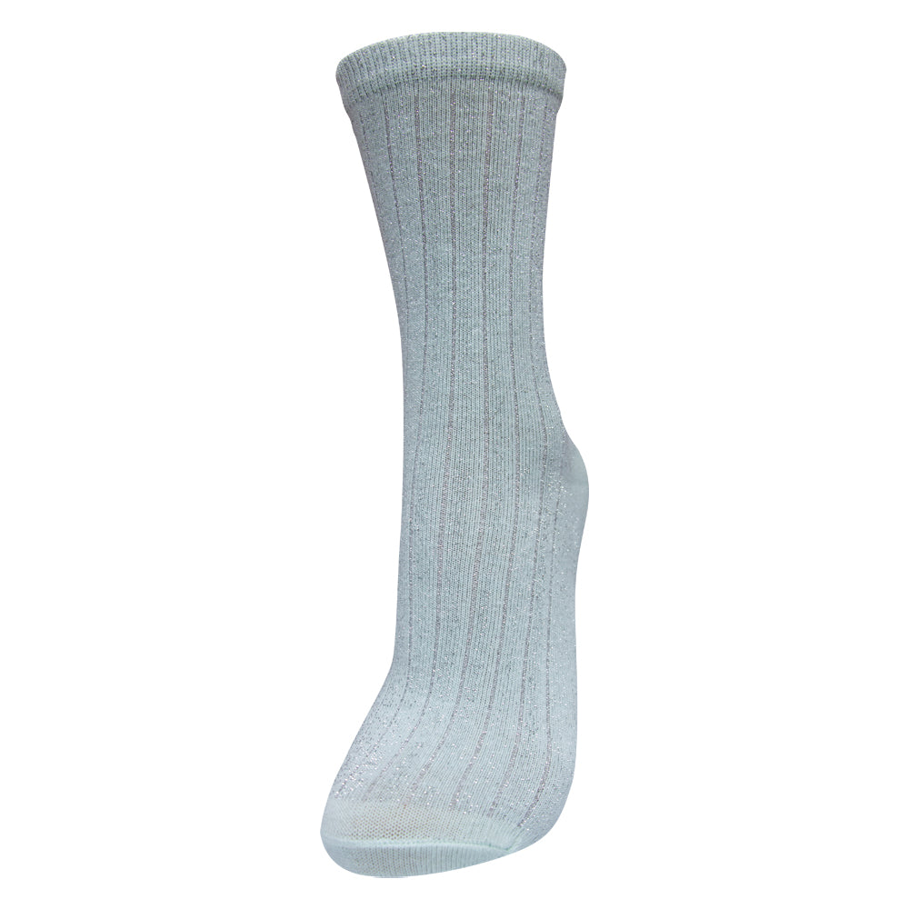 Girl Shimmer Ribbed Crew Socks - Mint colour