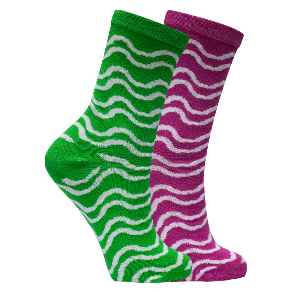 Pack of 2 - Girls’ Bold Zebra Stripes Crew Socks