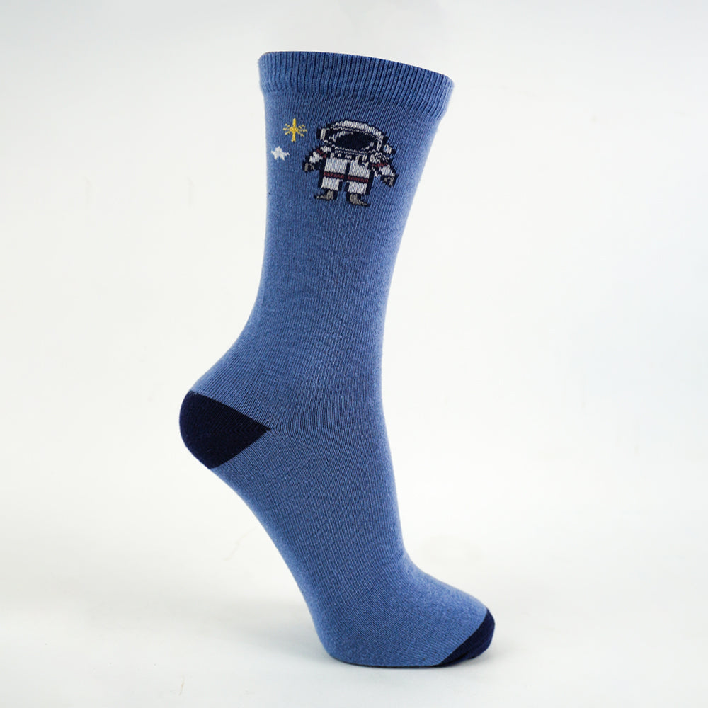 Boys Astronaut Print Crew Socks