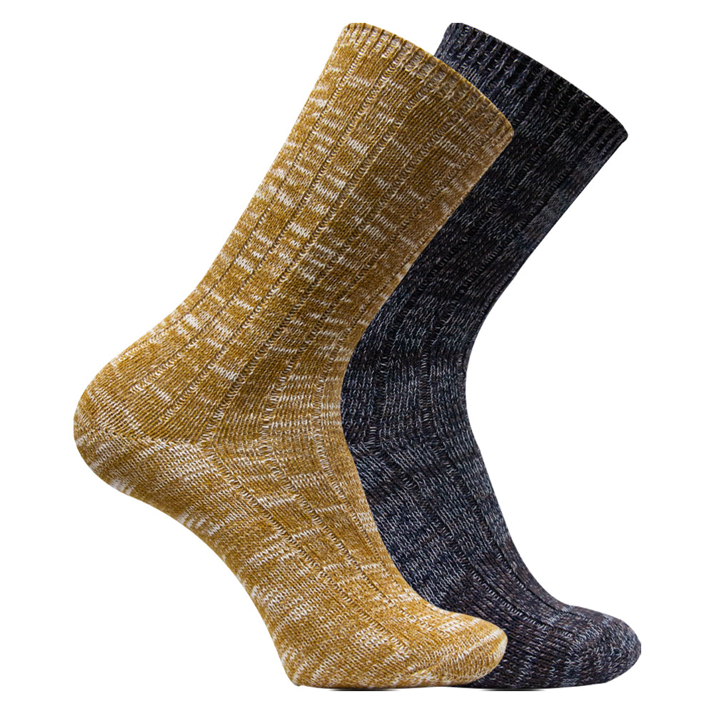 Pack of 2 - Men’s Ribbed Cotton Blend Socks