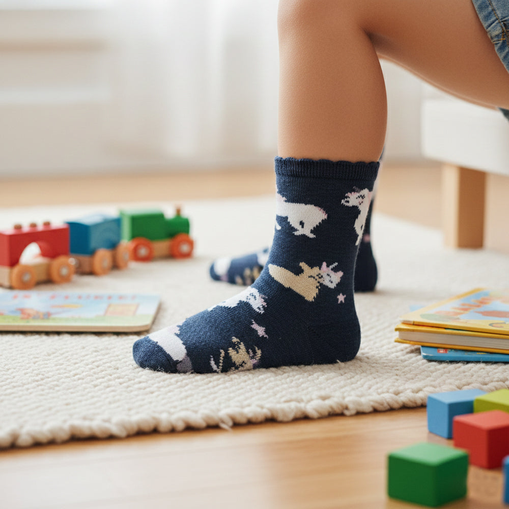 Magical Unicorn Navy Girls Socks