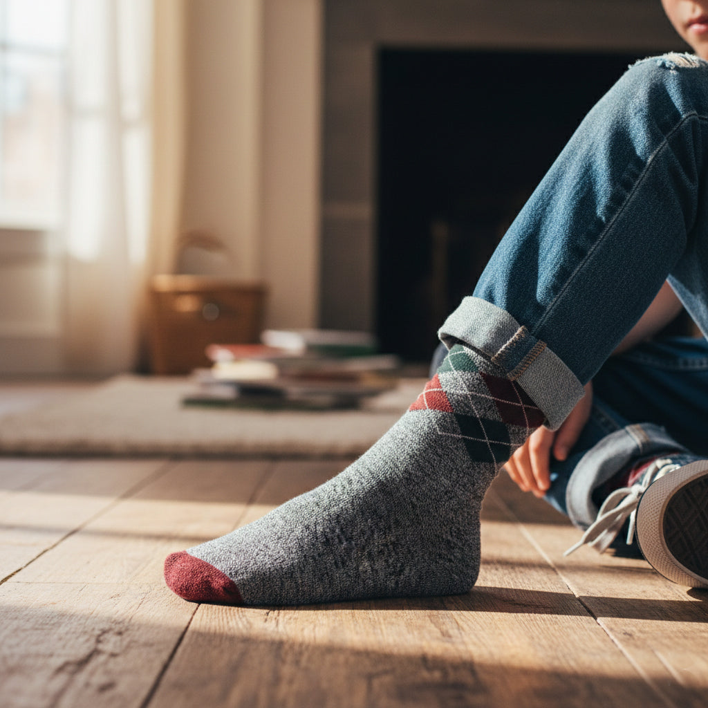 Premium Argyle Crew Socks for Boys