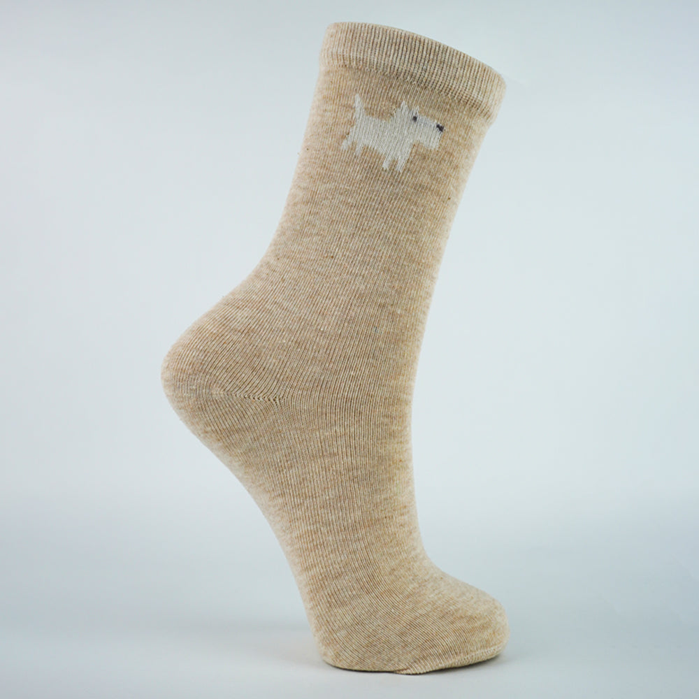 Adorable Puppy Pattern Girls Crew Socks
