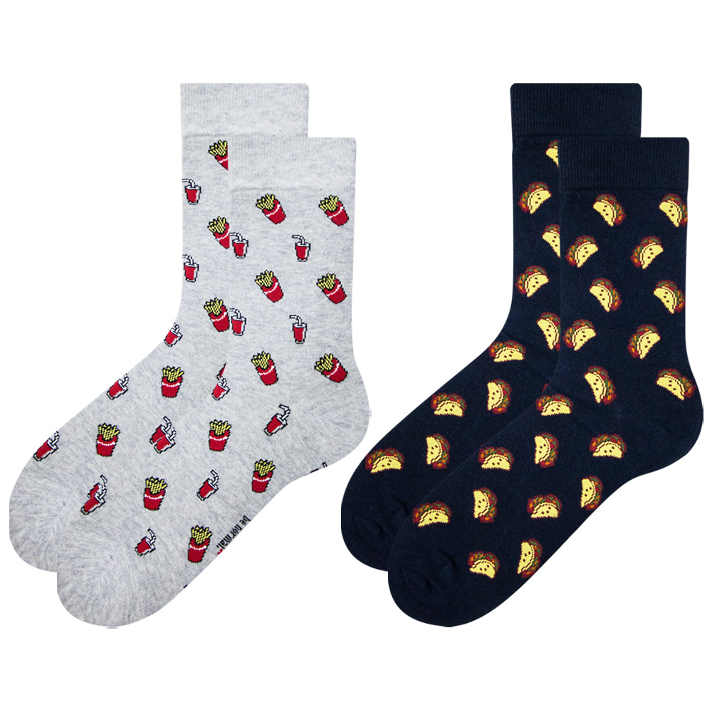 Men's Tacos & Fries Pattern Crew Socks