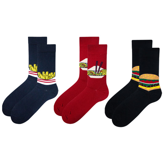 Funky Burger & Fries Print Socks For Men