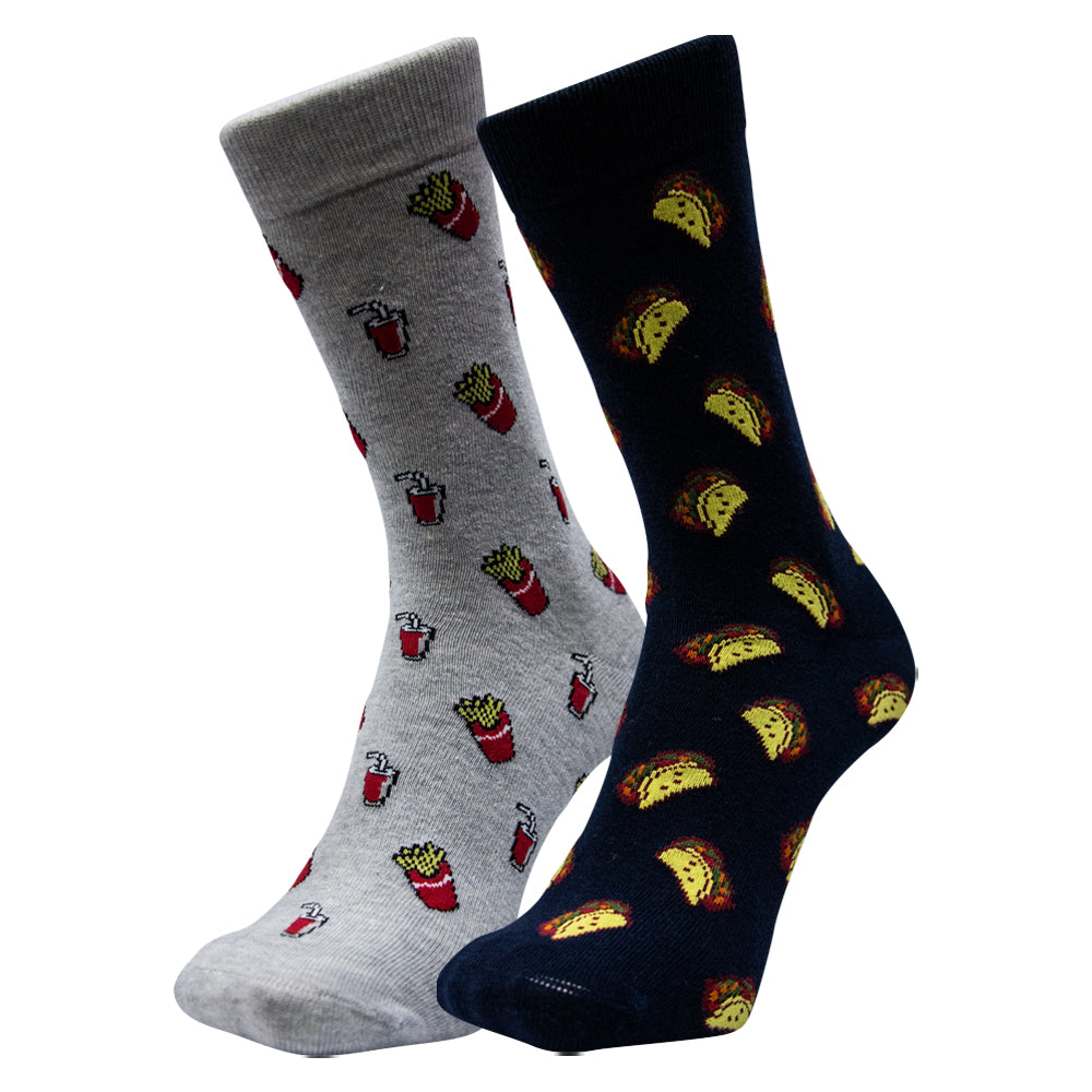 Men's Tacos & Fries Pattern Crew Socks