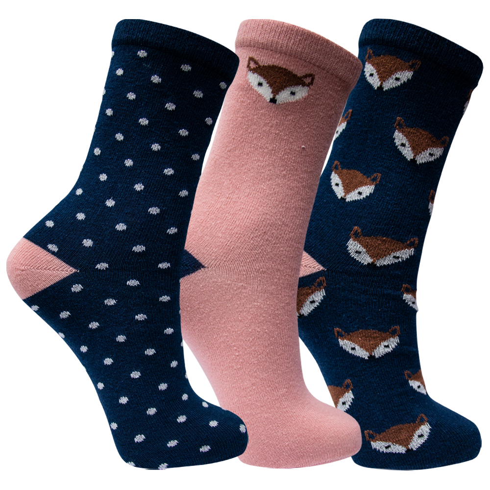 Girls Fox & Polka Dot Print Crew Socks