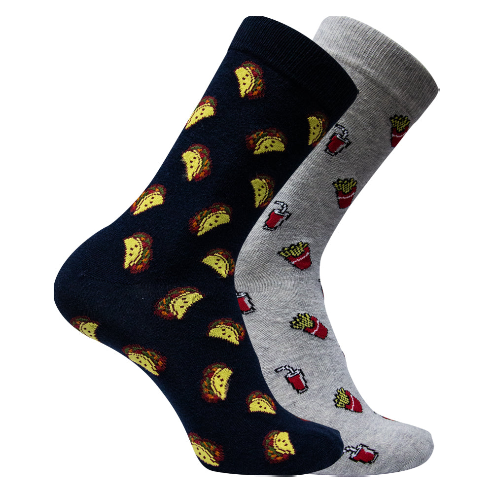 Men's Tacos & Fries Pattern Crew Socks