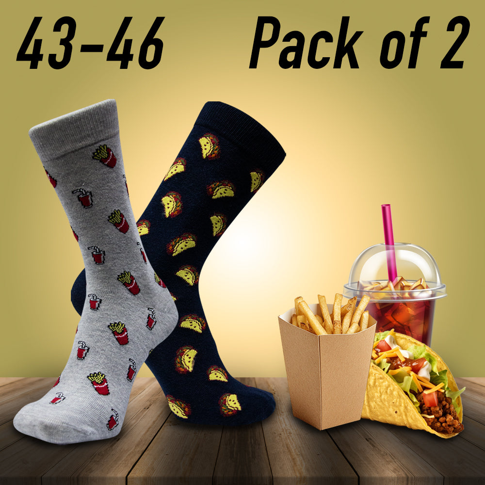 Men's Tacos & Fries Pattern Crew Socks