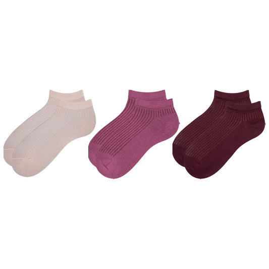 Women Maroon Ribbed Ankle Socks