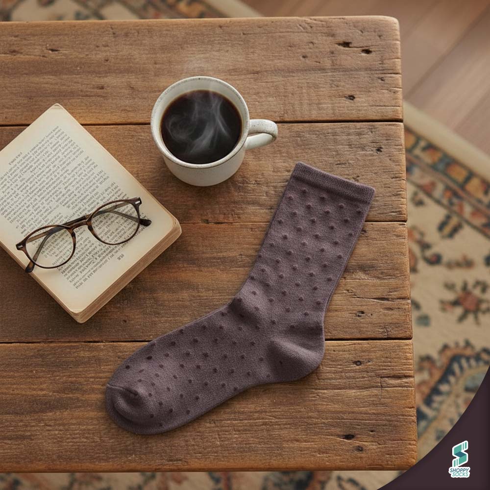 Women Dotted Purple crew Socks