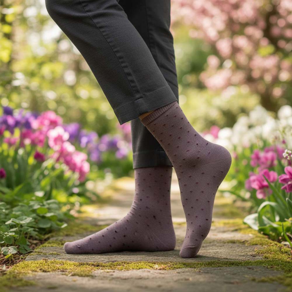 Women Dotted Purple crew Socks