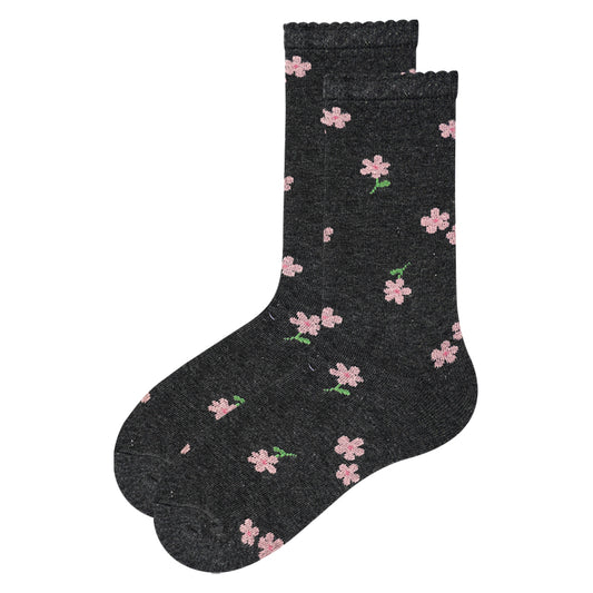 Girls Floral Pattern Crew Socks