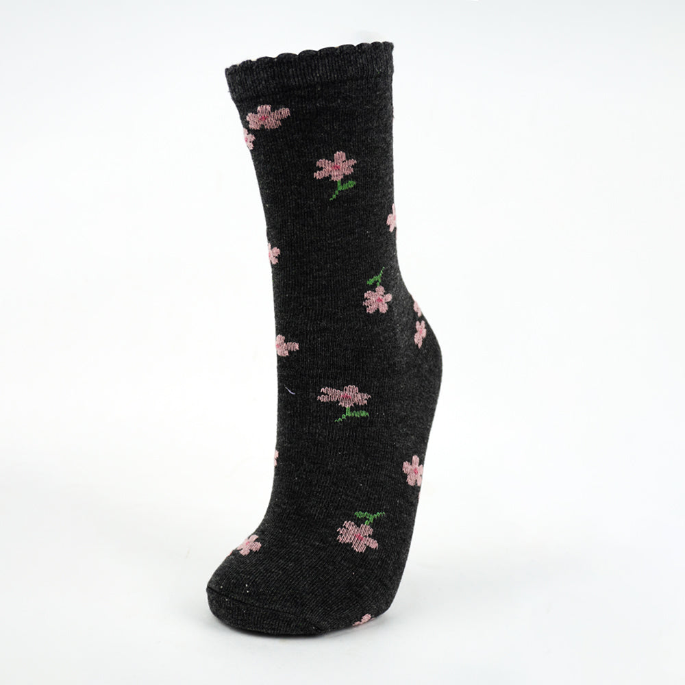 Girls Floral Pattern Crew Socks