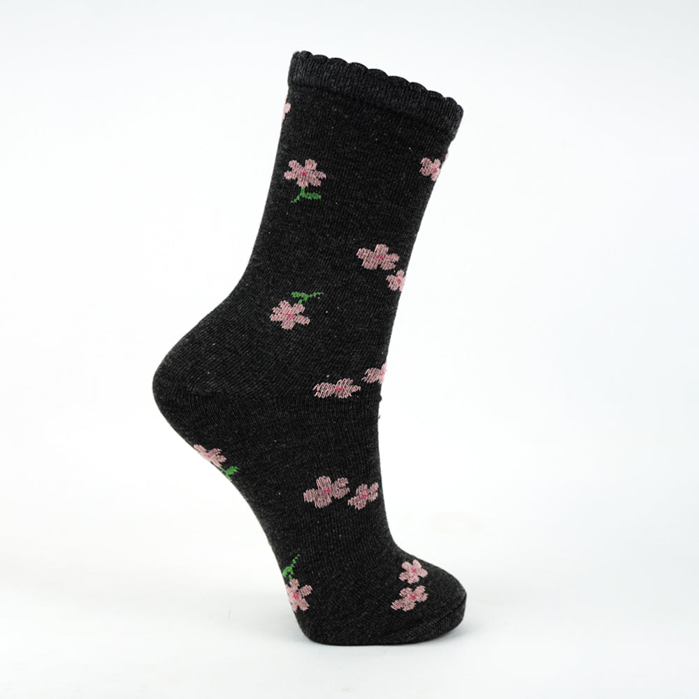 Girls Floral Pattern Crew Socks