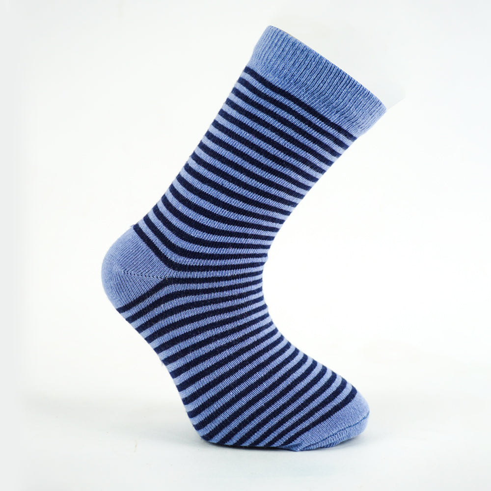 Boys Striped Blue Crew Socks