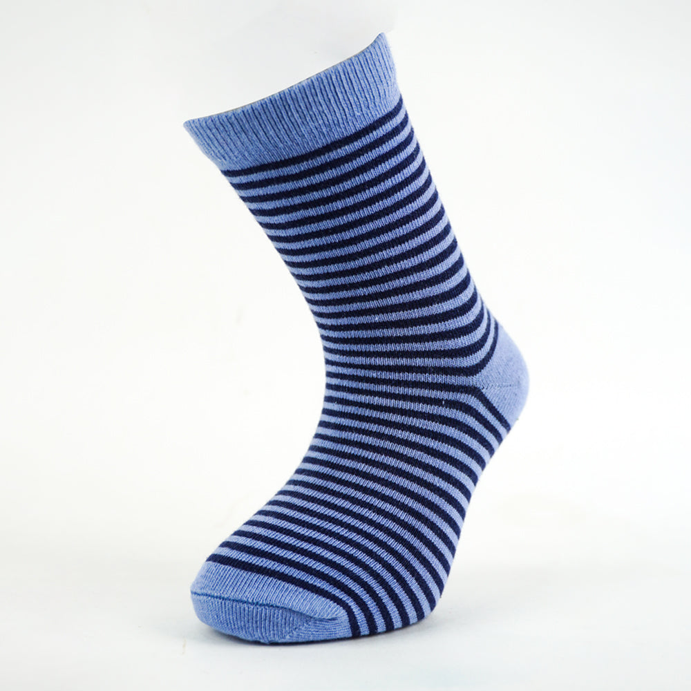 Boys Striped Blue Crew Socks