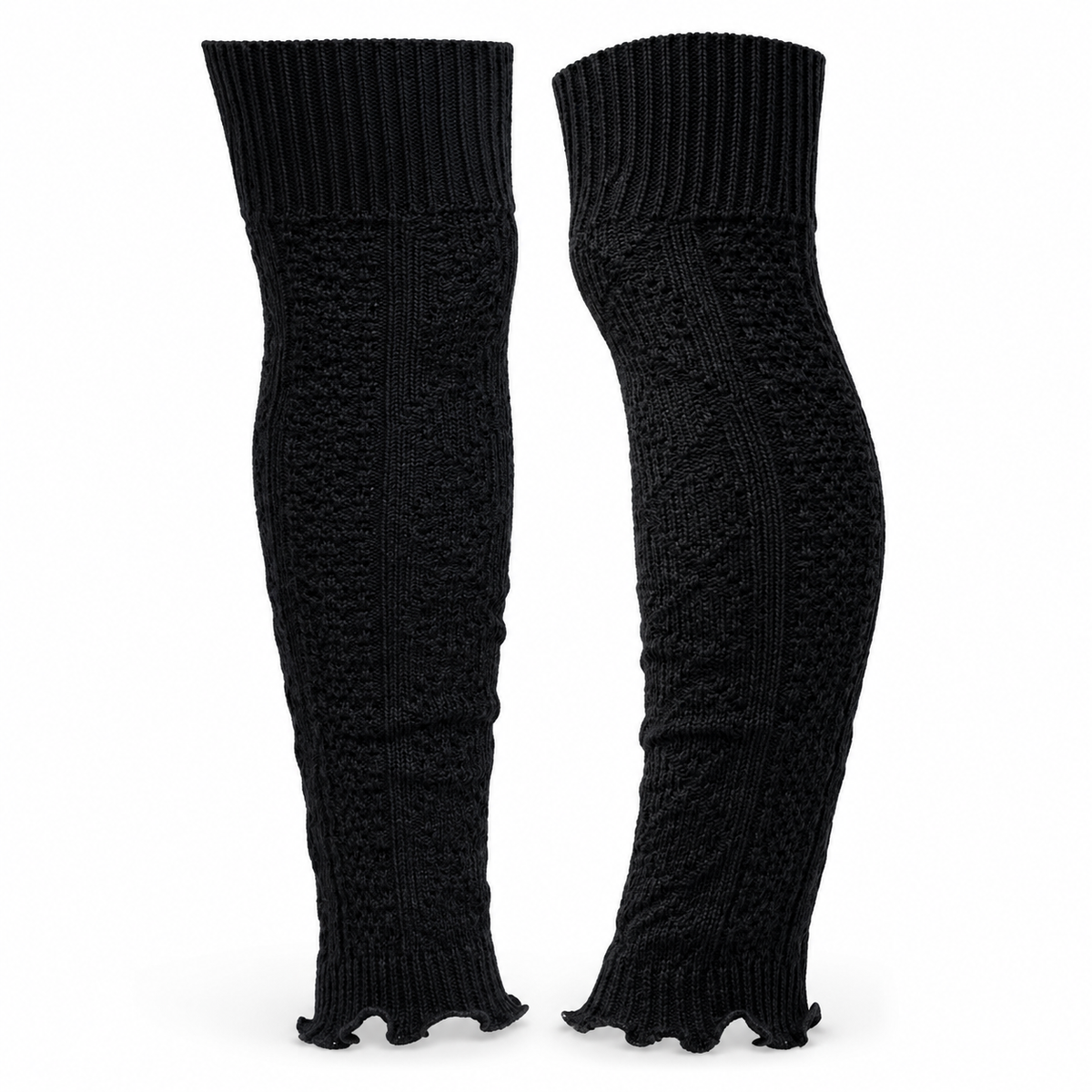 Black Ribbed Knit Leg Warmers
