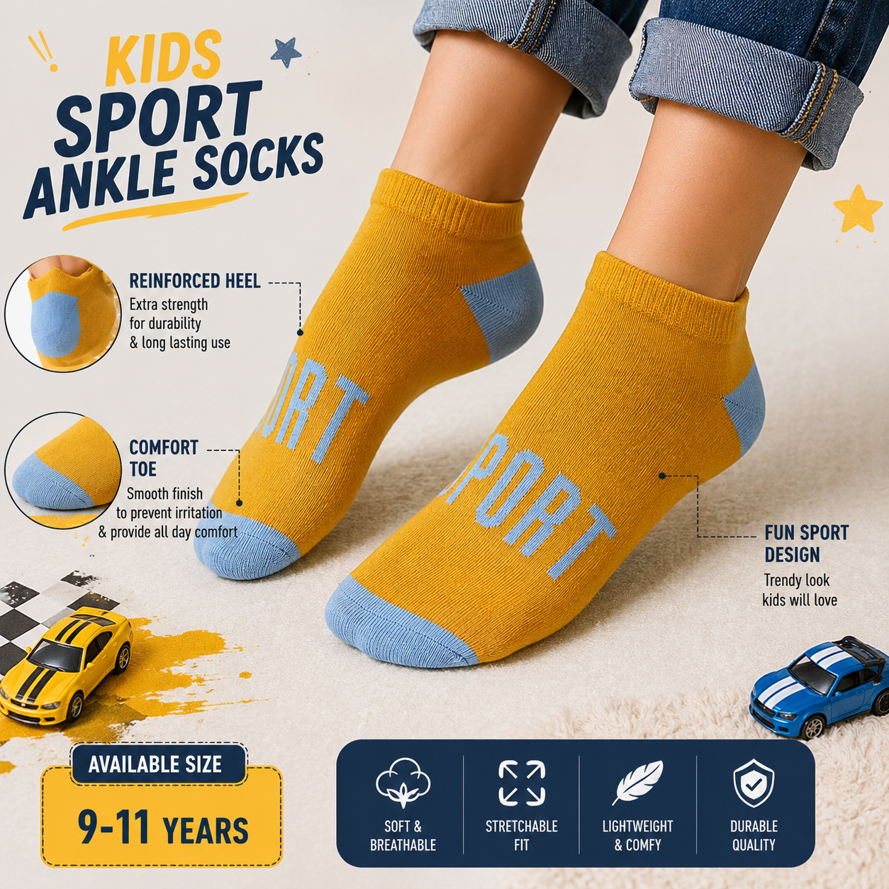 Boys Sport Comfort Ankle Socks