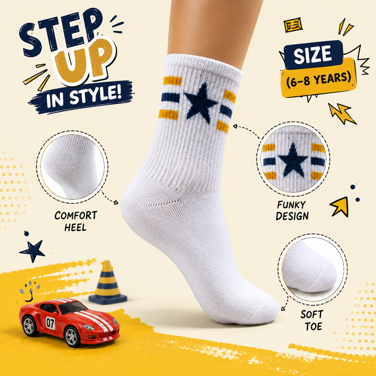 Boys Star & Stripe Crew Socks