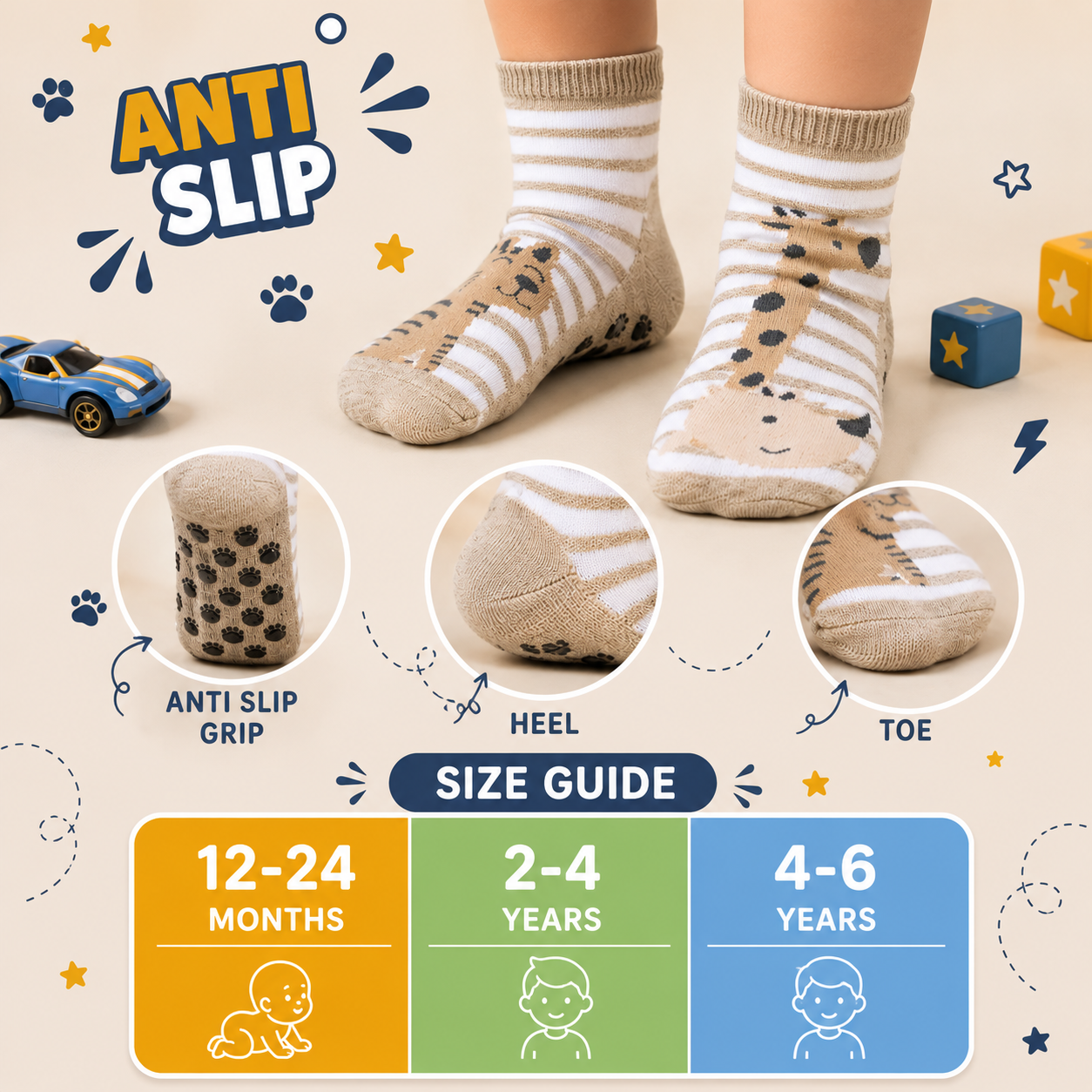 Trendy & Cool Striped Boy's Crew Winter Socks