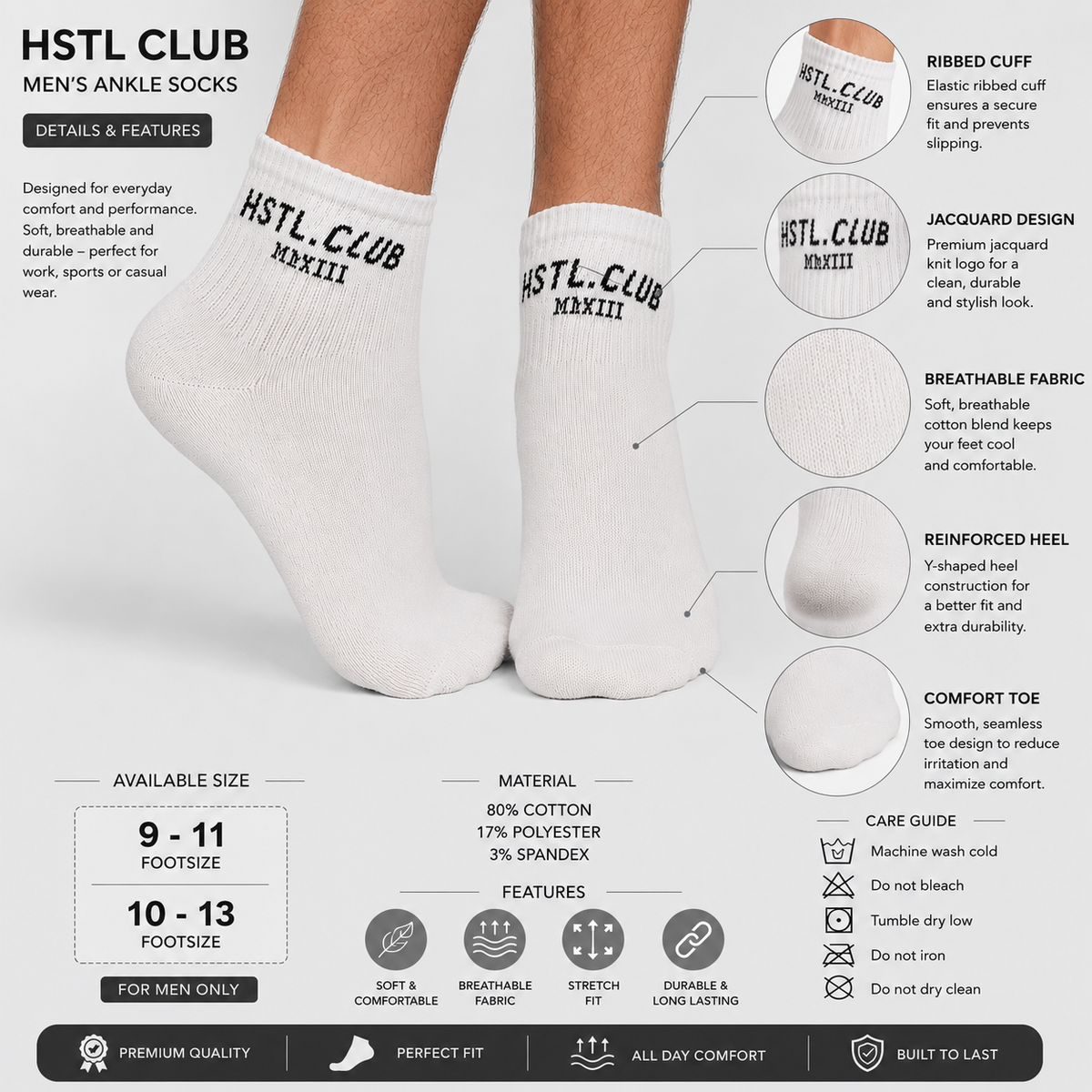 Men Athletic Quarter Socks