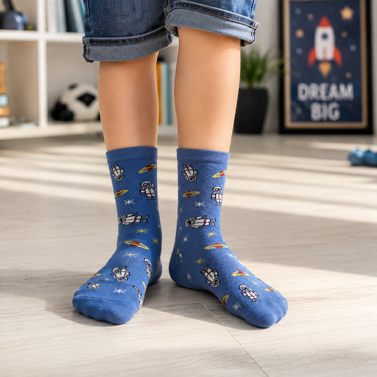 Boys Astronaut Galaxy Crew Socks
