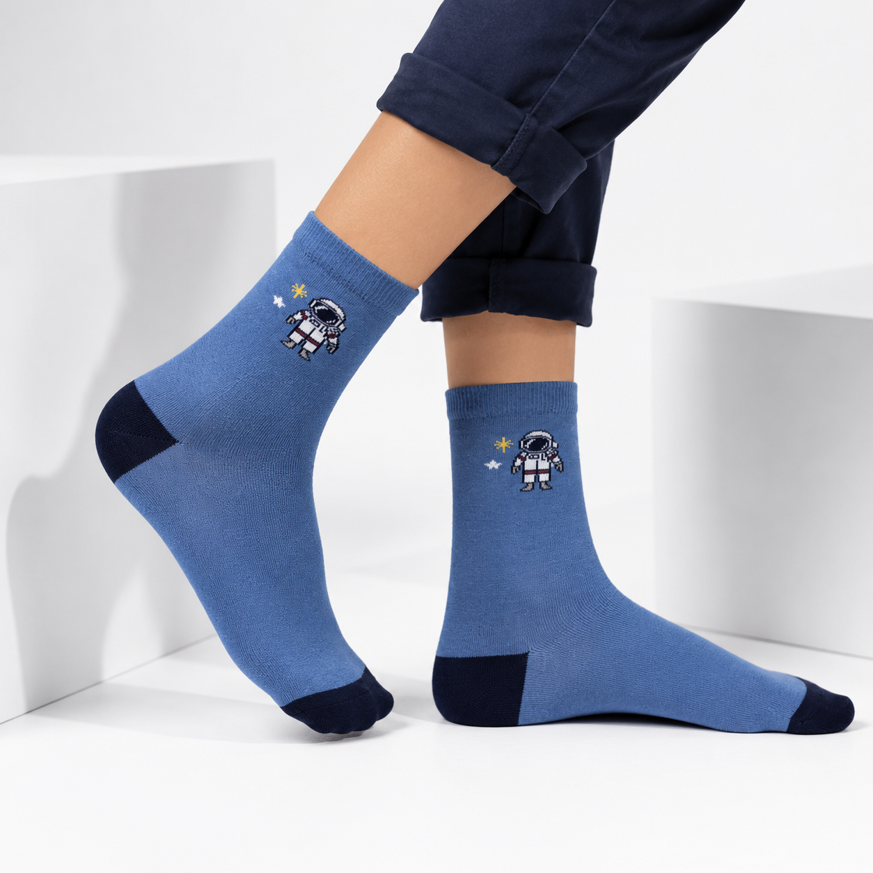 Boys Astronaut Print Crew Socks