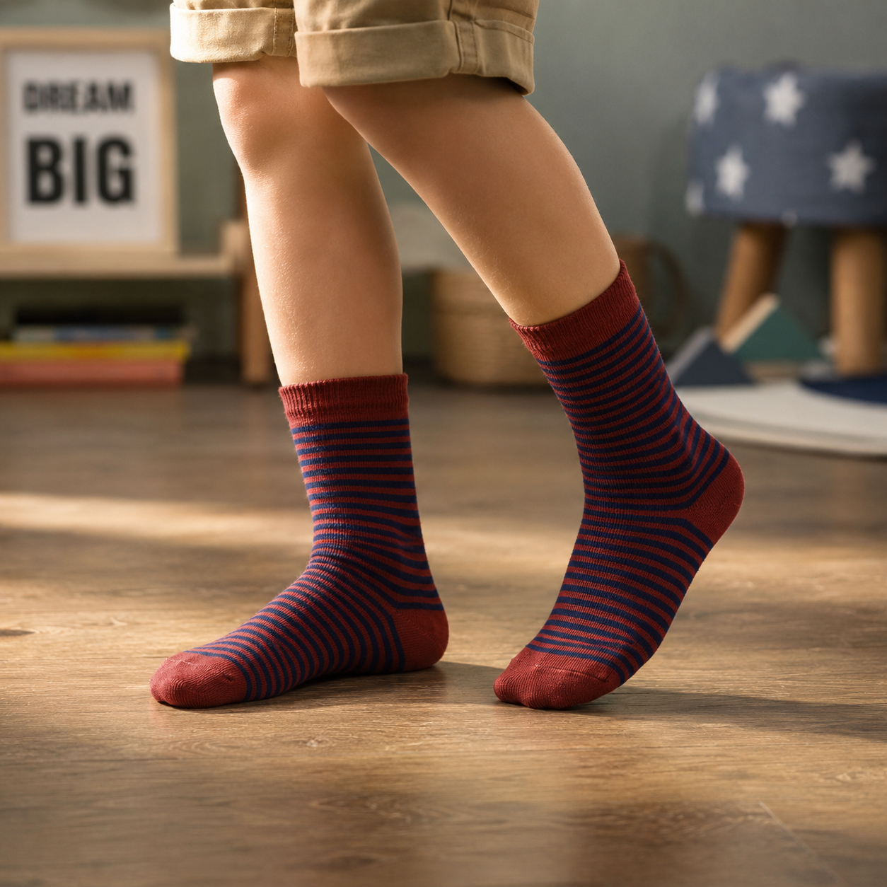 Boys Classic Striped Brown Socks
