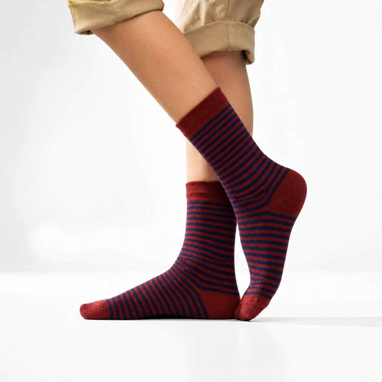 Boys Classic Striped Brown Socks