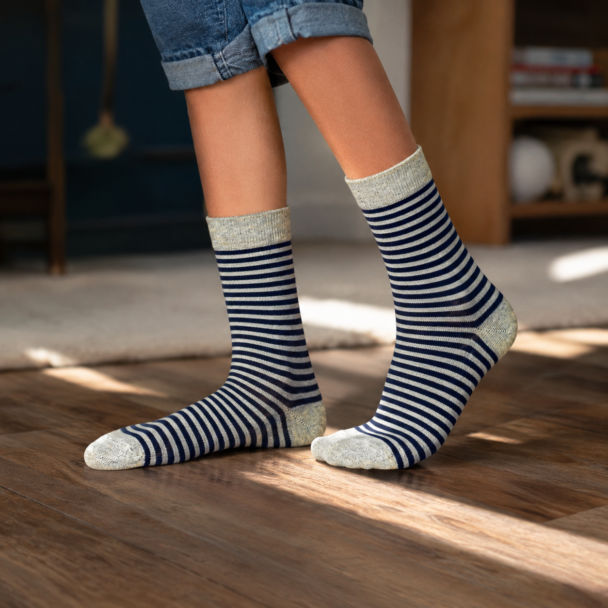 Boys Classic Striped Grey Socks