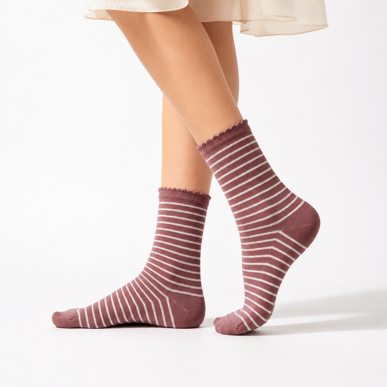 Girls Classic Striped Crew Socks