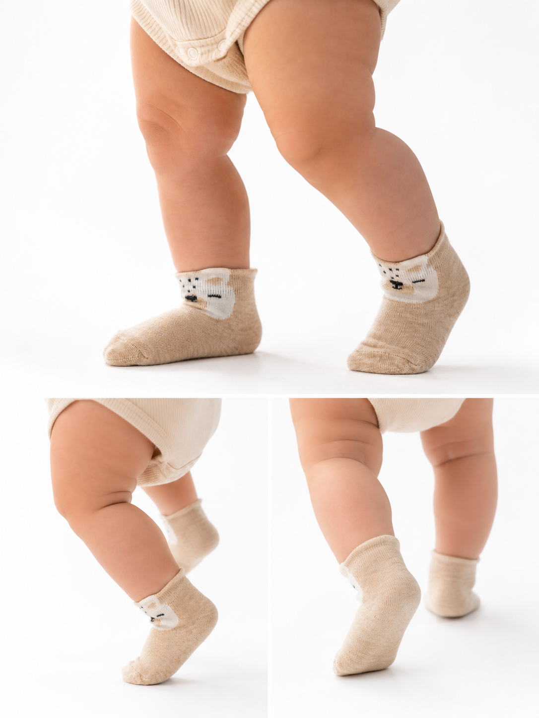 Bear Print Baby Brown Socks