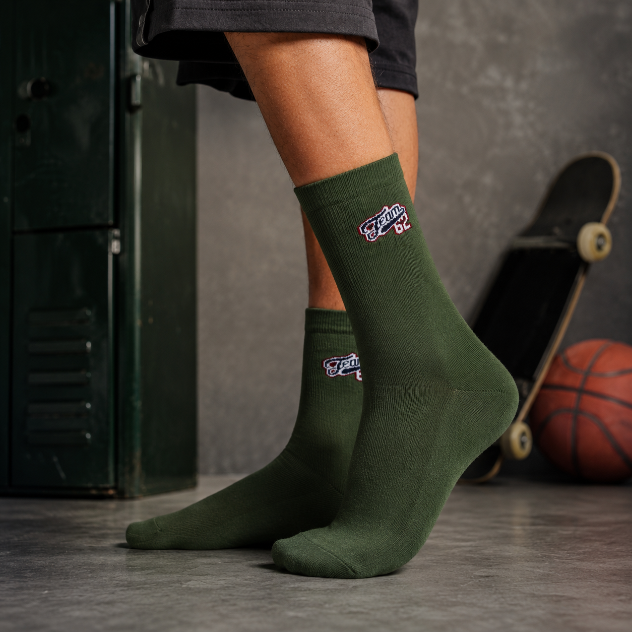 Boys "Team 62" Print Crew Socks