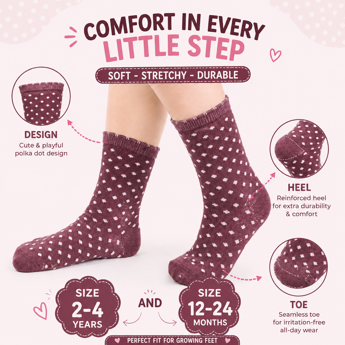 Polka Dot Ruffle Ankle Socks for Girls