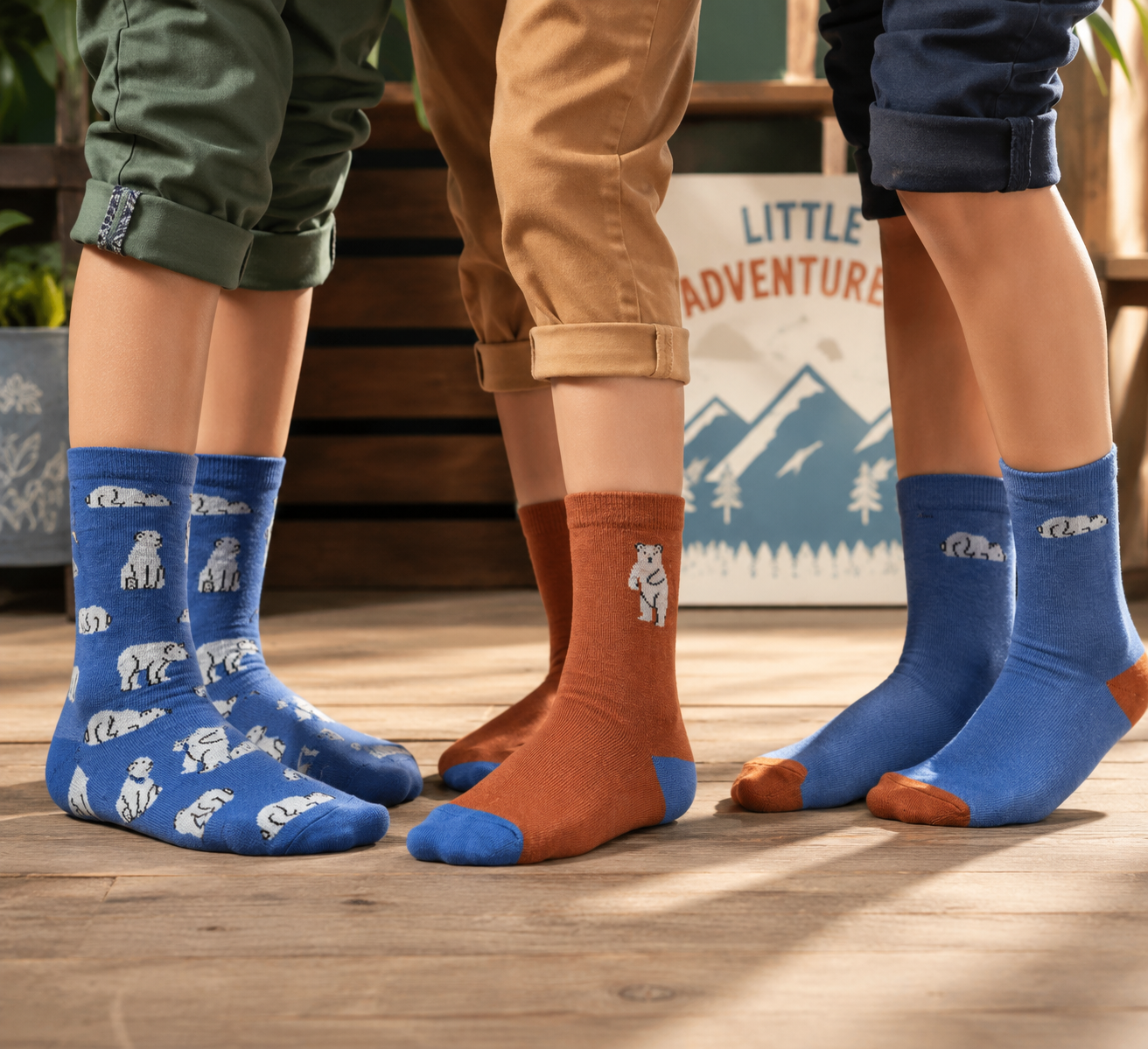 Polar Bear Print Boys Crew Socks