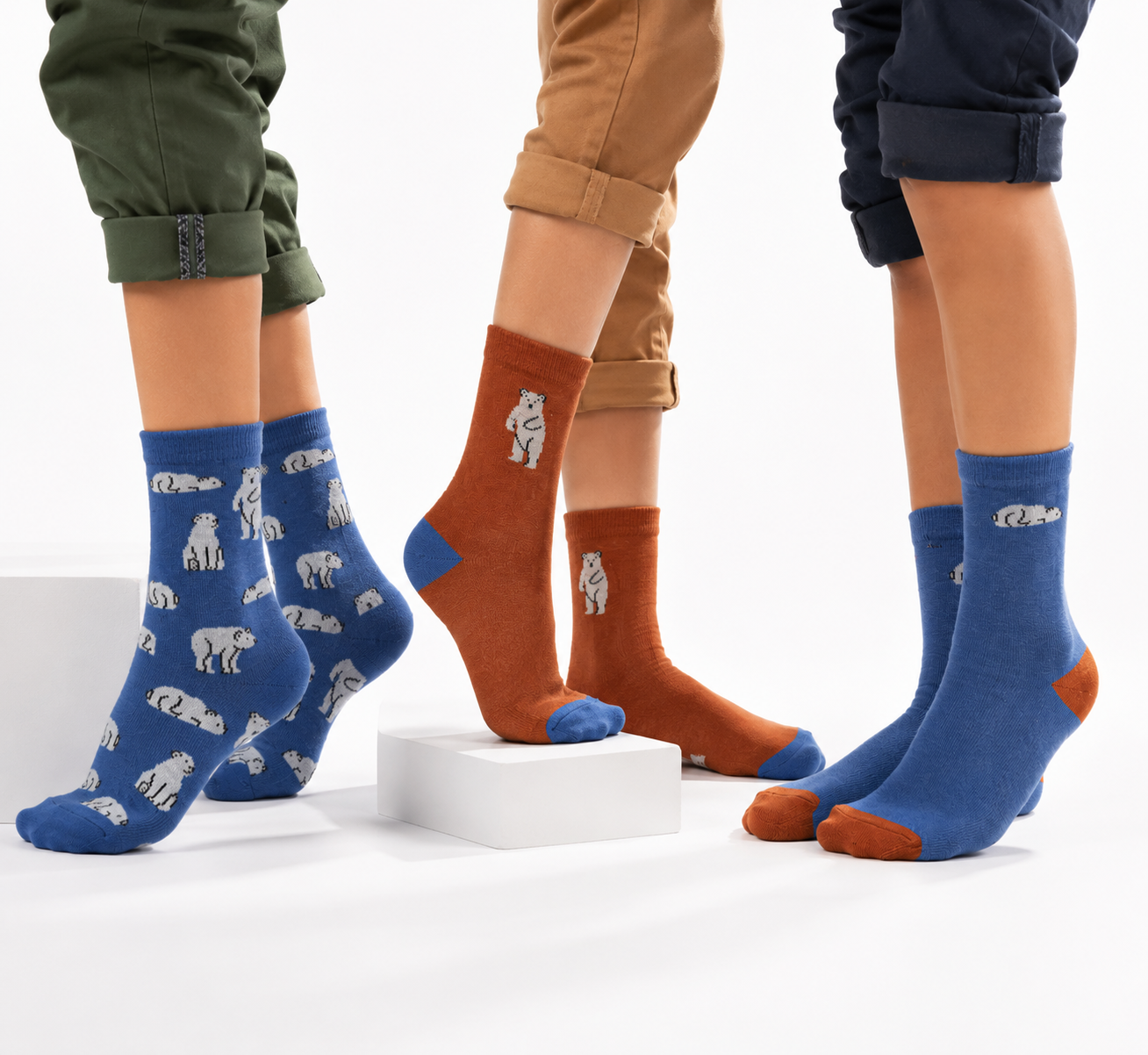 Polar Bear Print Boys Crew Socks