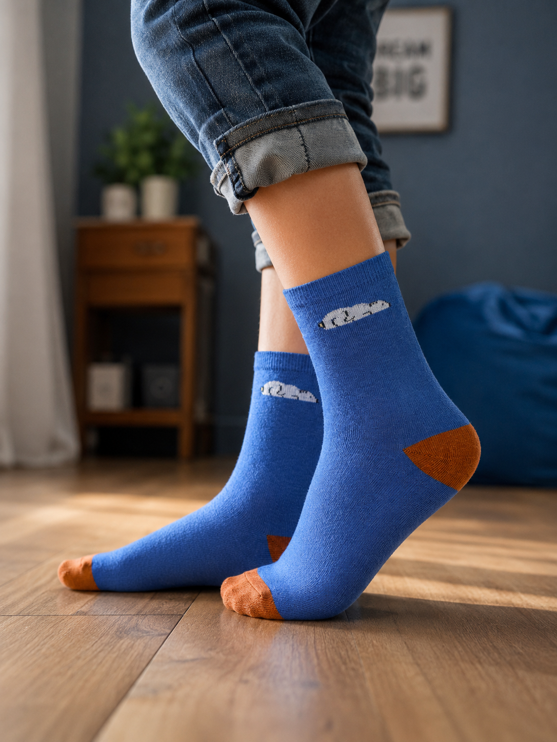 Polar Bear Night Blue Boys Socks