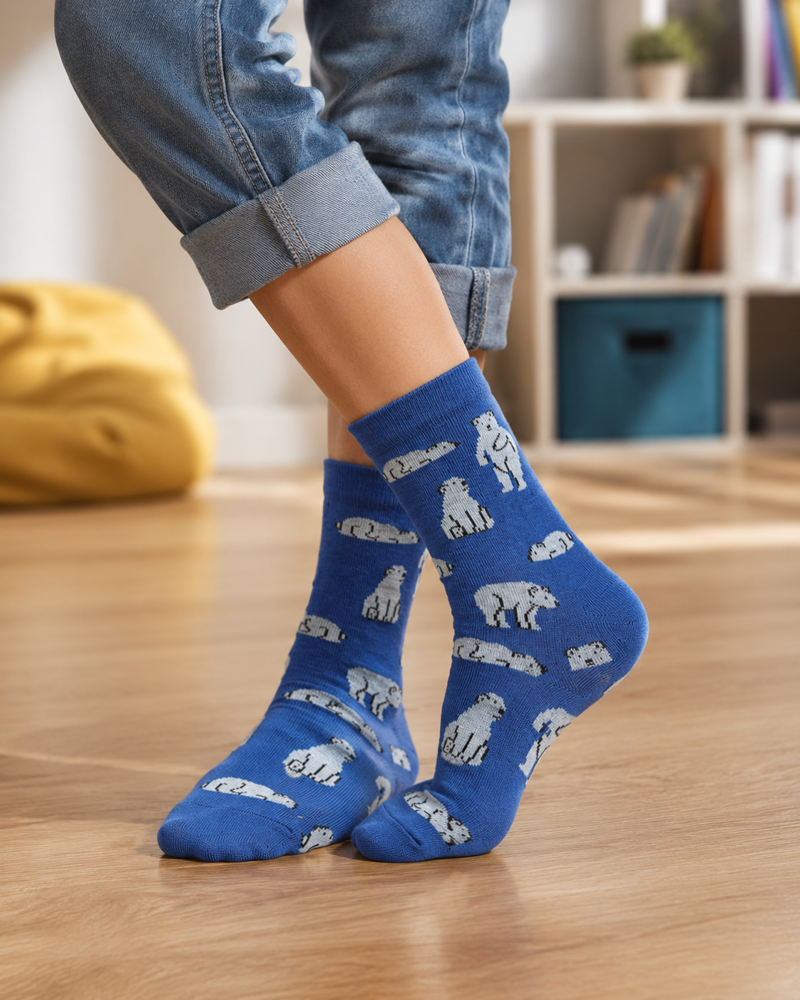 Boys Polar Bears Print Crew Socks