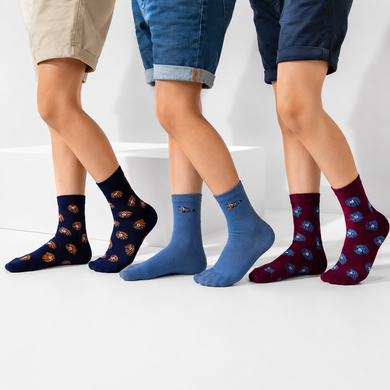 Boys Baseball Glove Print Crew Socks