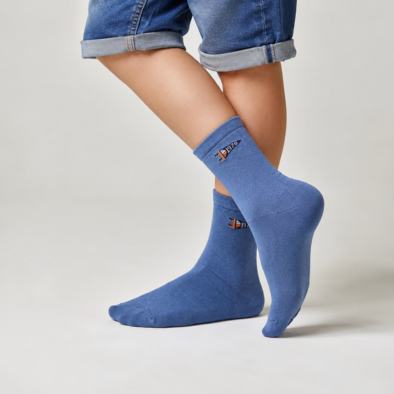 Boys "1978" Print Plain Socks