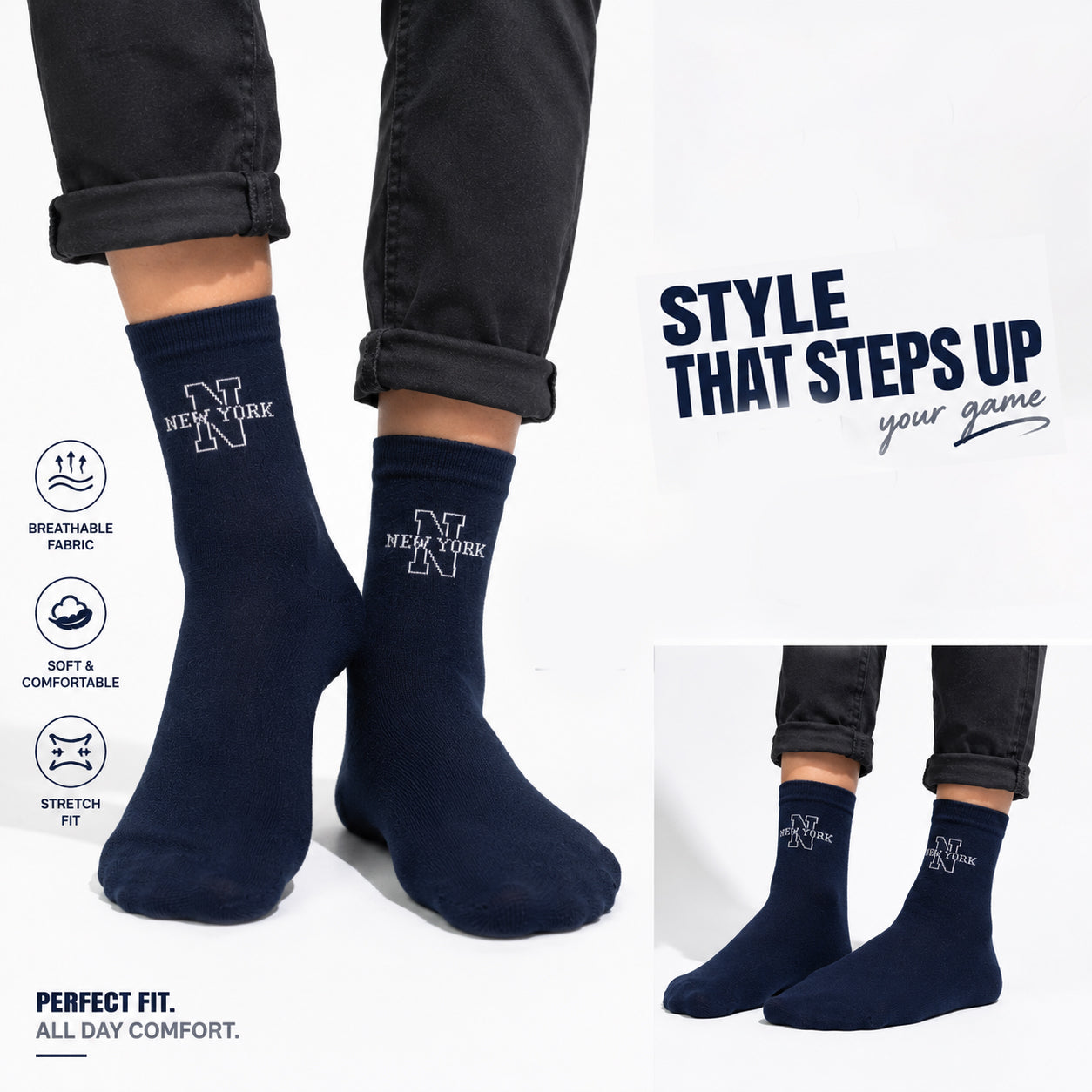 Boys "New York" Graphic Crew Socks