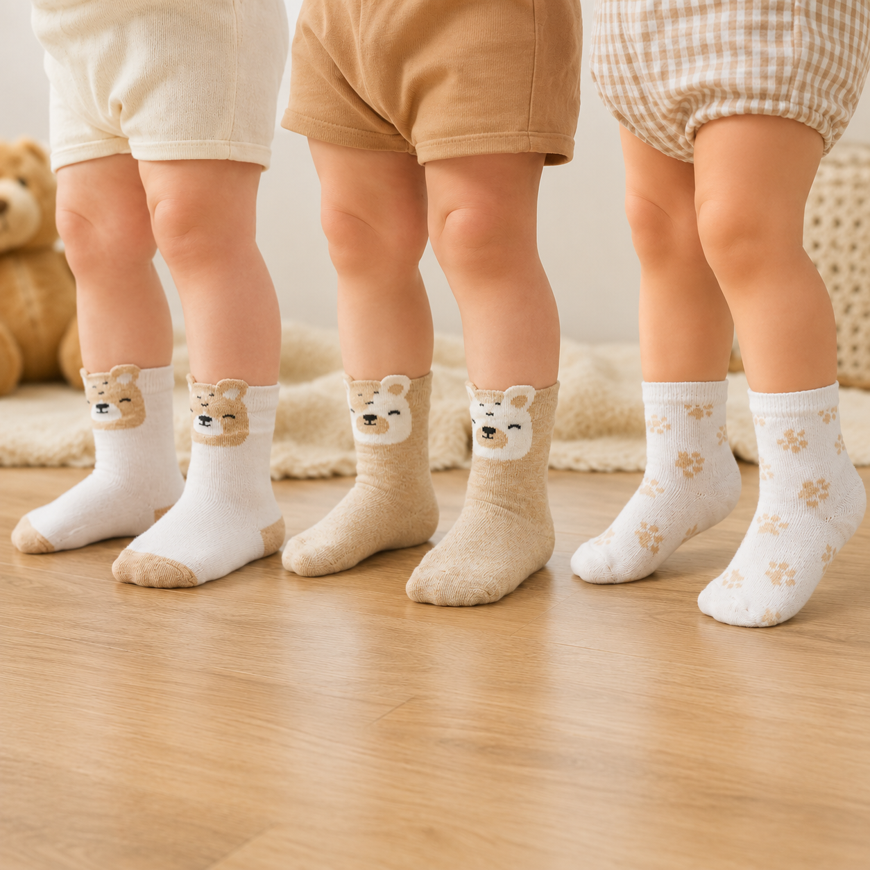 Bear & Paw Print Baby Socks