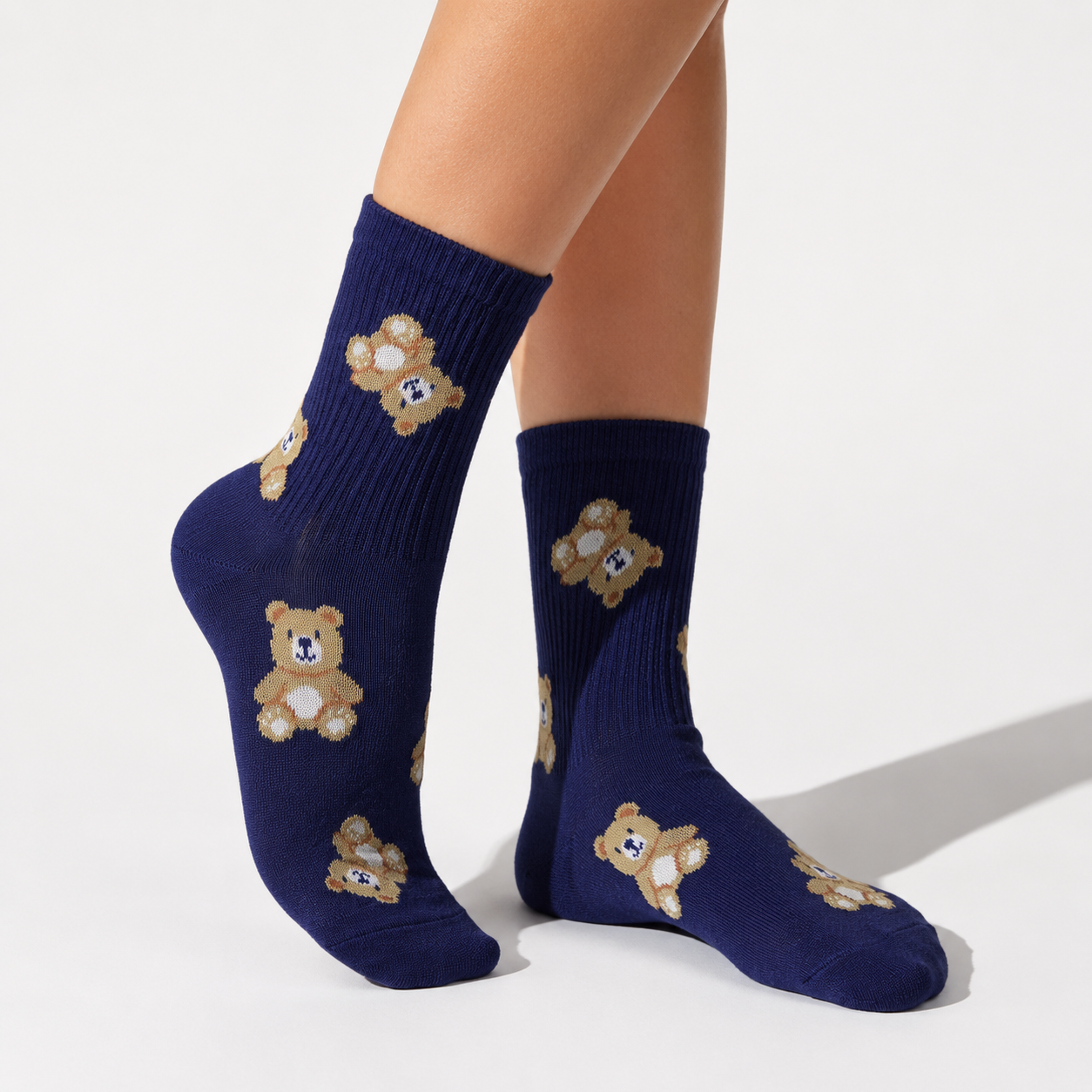 Girls Teddy Bear Crew Socks