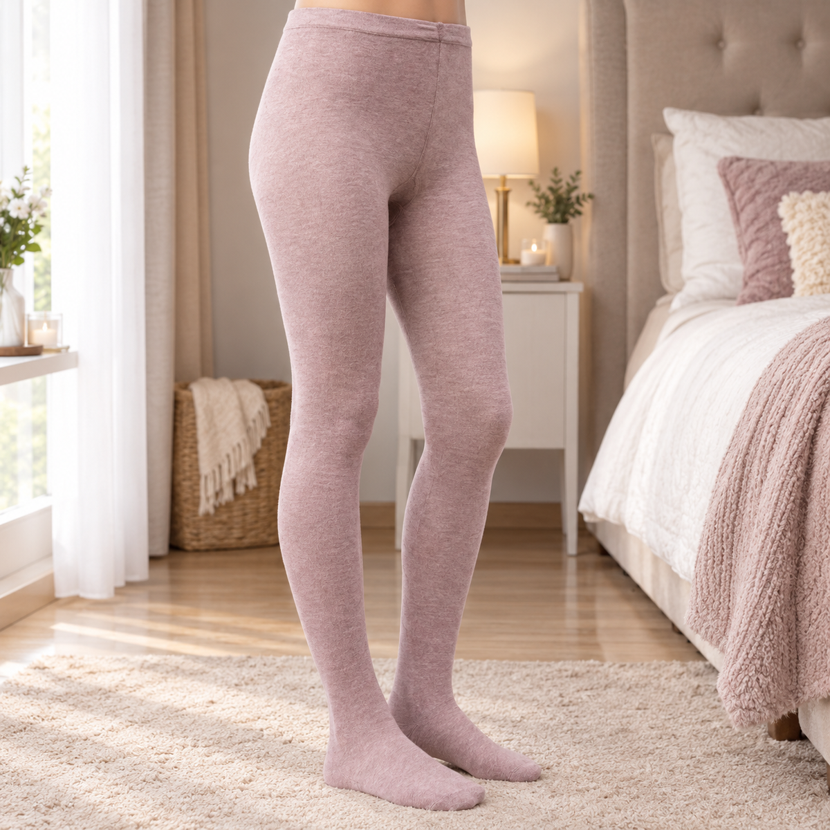 Girls Soft Knit Baby Pink Tights (SF)
