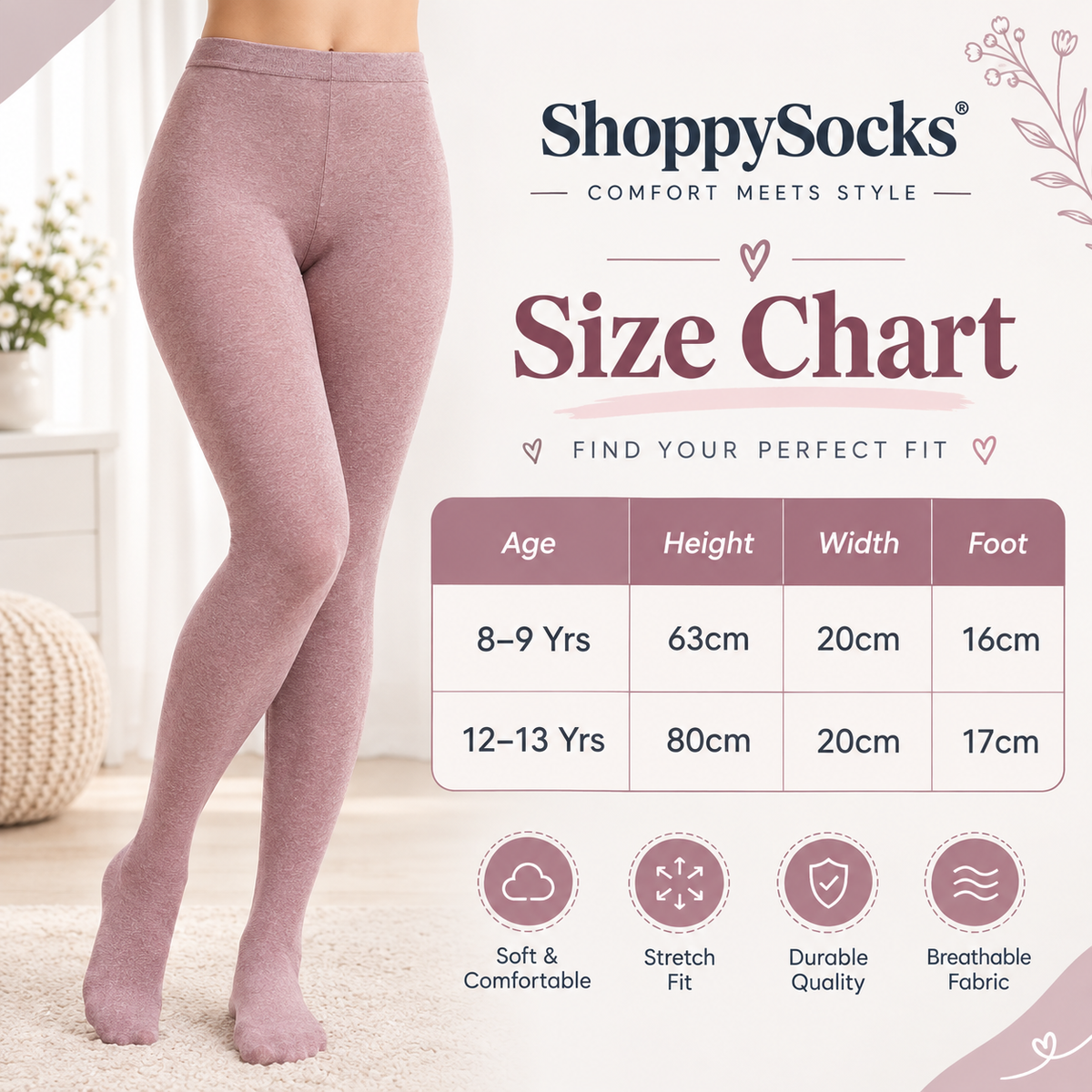 Girls Soft Knit Baby Pink Tights (SF)